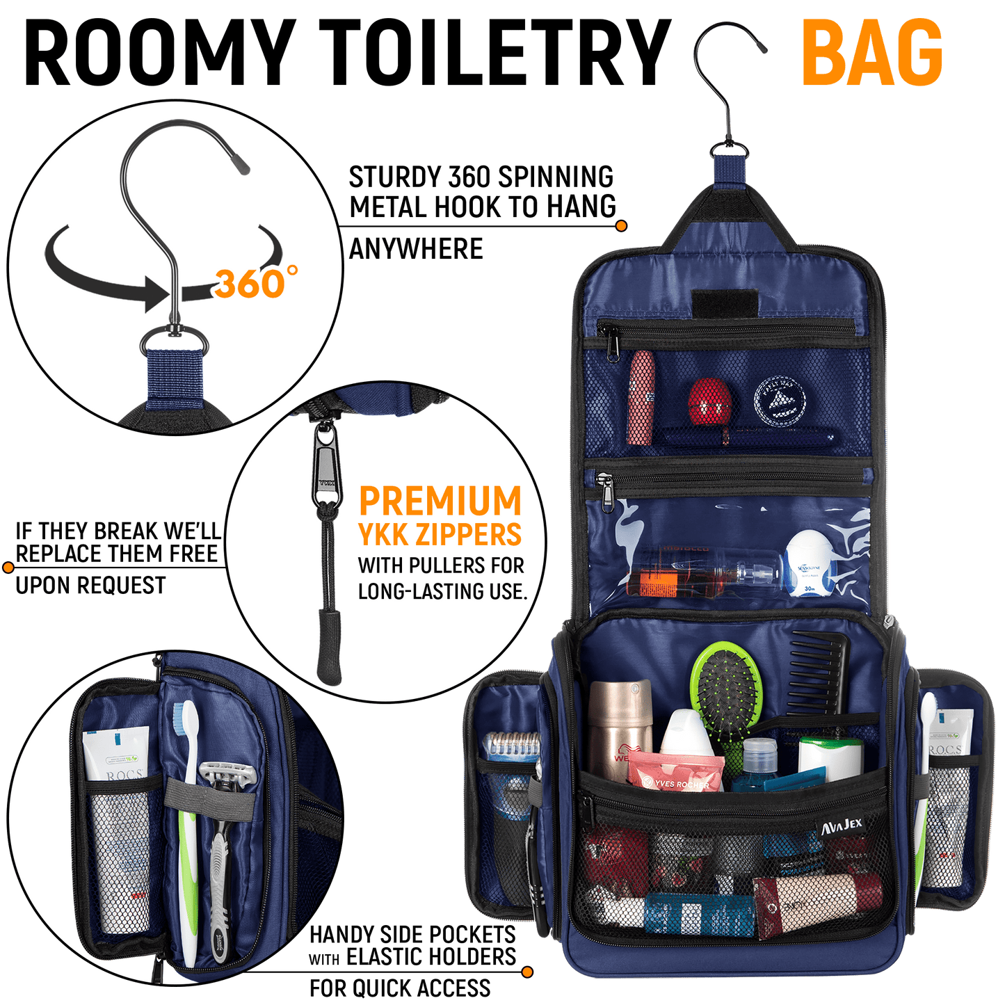 AvaJex Large Travel Toiletry Bag