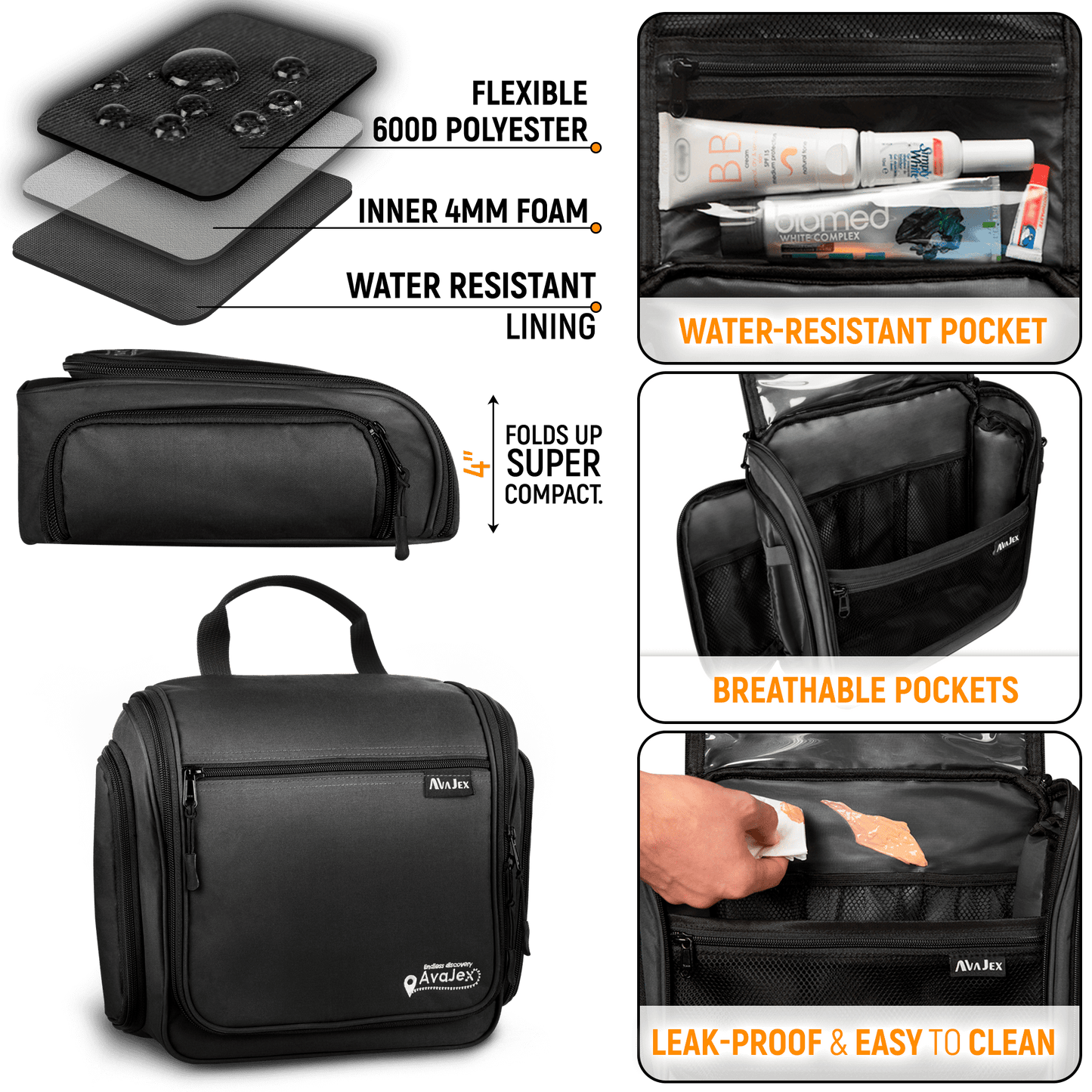 AvaJex Large Travel Toiletry Bag