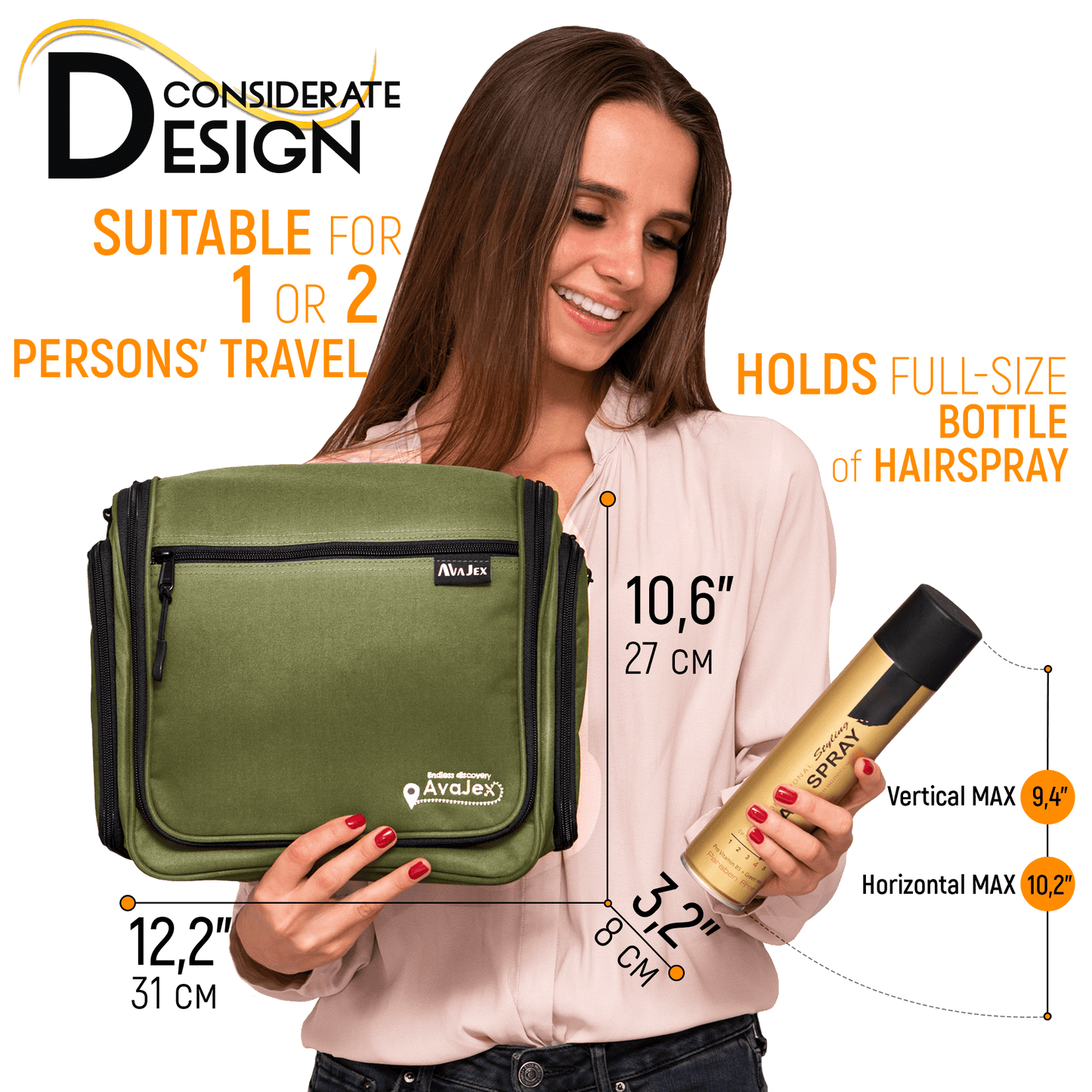AvaJex Large Travel Toiletry Bag