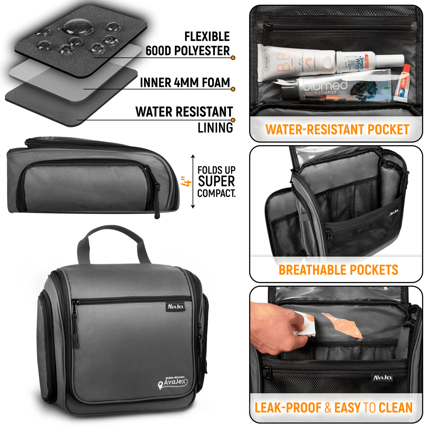 AvaJex Large Travel Toiletry Bag