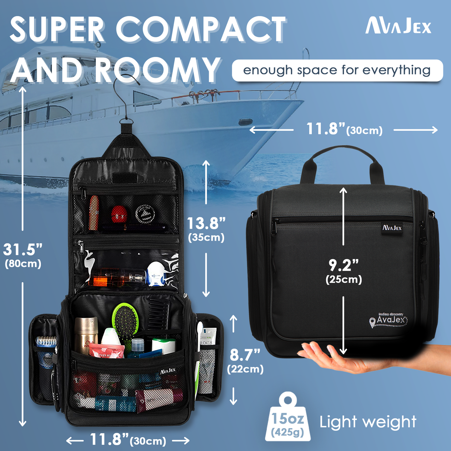 AvaJex Extra Large Travel Toiletry Bag
