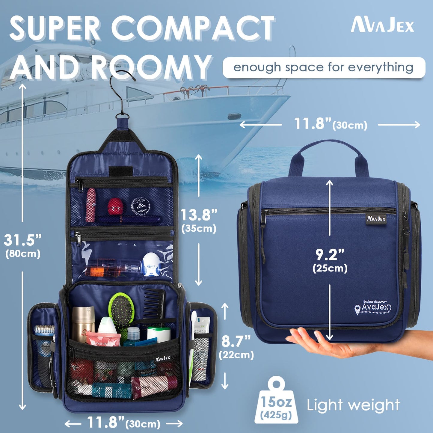 AvaJex Extra Large Travel Toiletry Bag