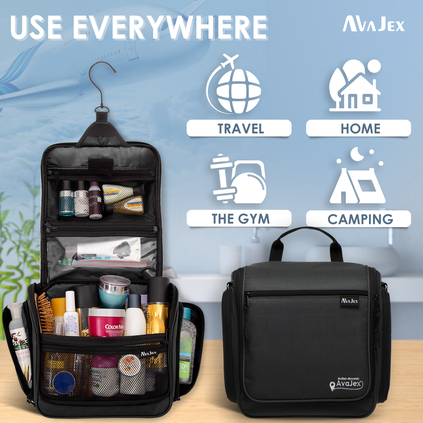 AvaJex Extra Large Travel Toiletry Bag